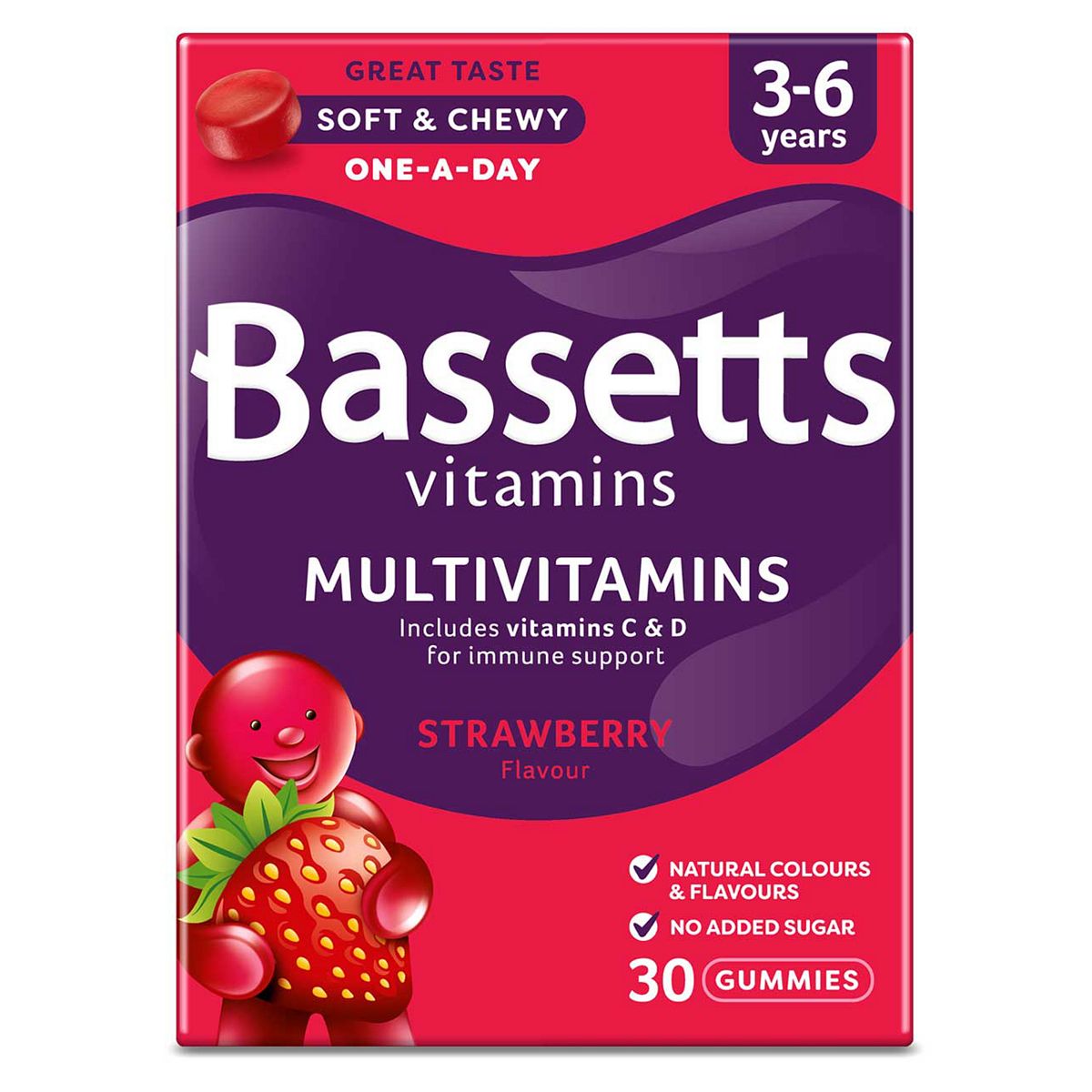 Bassetts Strawberry Flavour Multivitamins 3-6 Years - 30 Pack GOODS Boots   