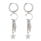 Luxe Tones Aelin statement dangle star charm hoop earrings in stainless steel - British product
