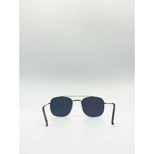 SVNX aviator style double bridge sunglasses silver frame - British product