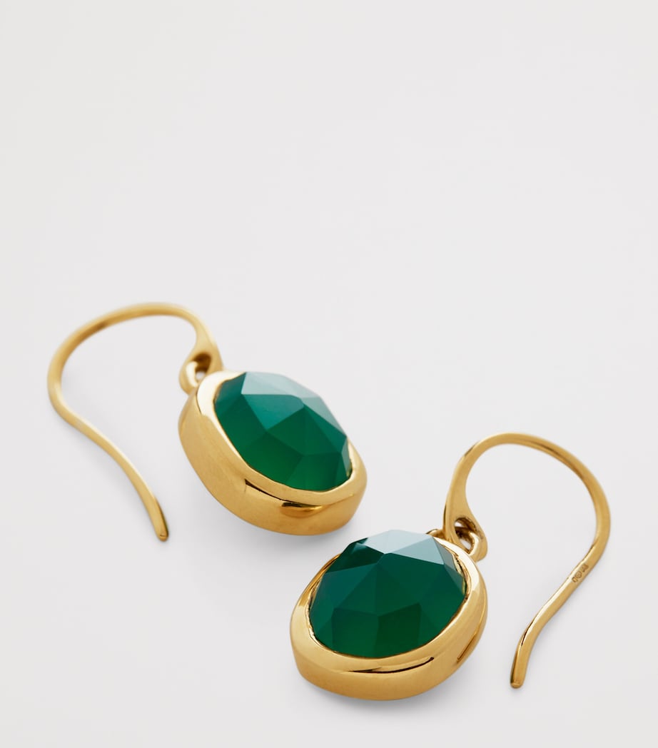 Monica Vinader gold vermeil green onyx earrings, imported from the UK