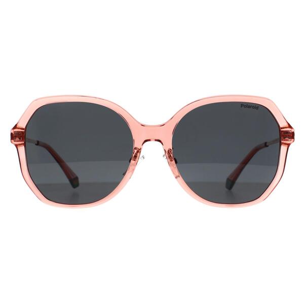 Polaroid women's polarised sunglasses in transparent pink, imported from the UK