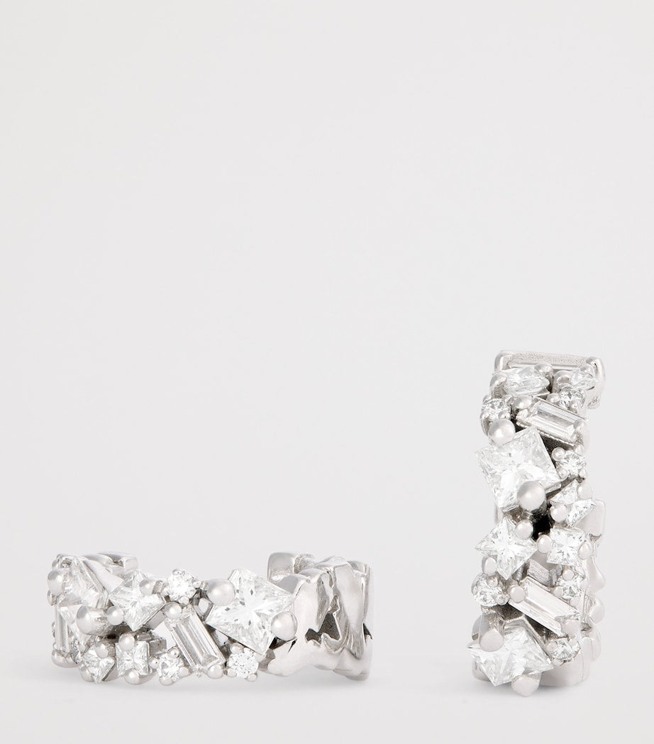 Suzanne Kalan white gold diamond hoop earrings, imported from the UK