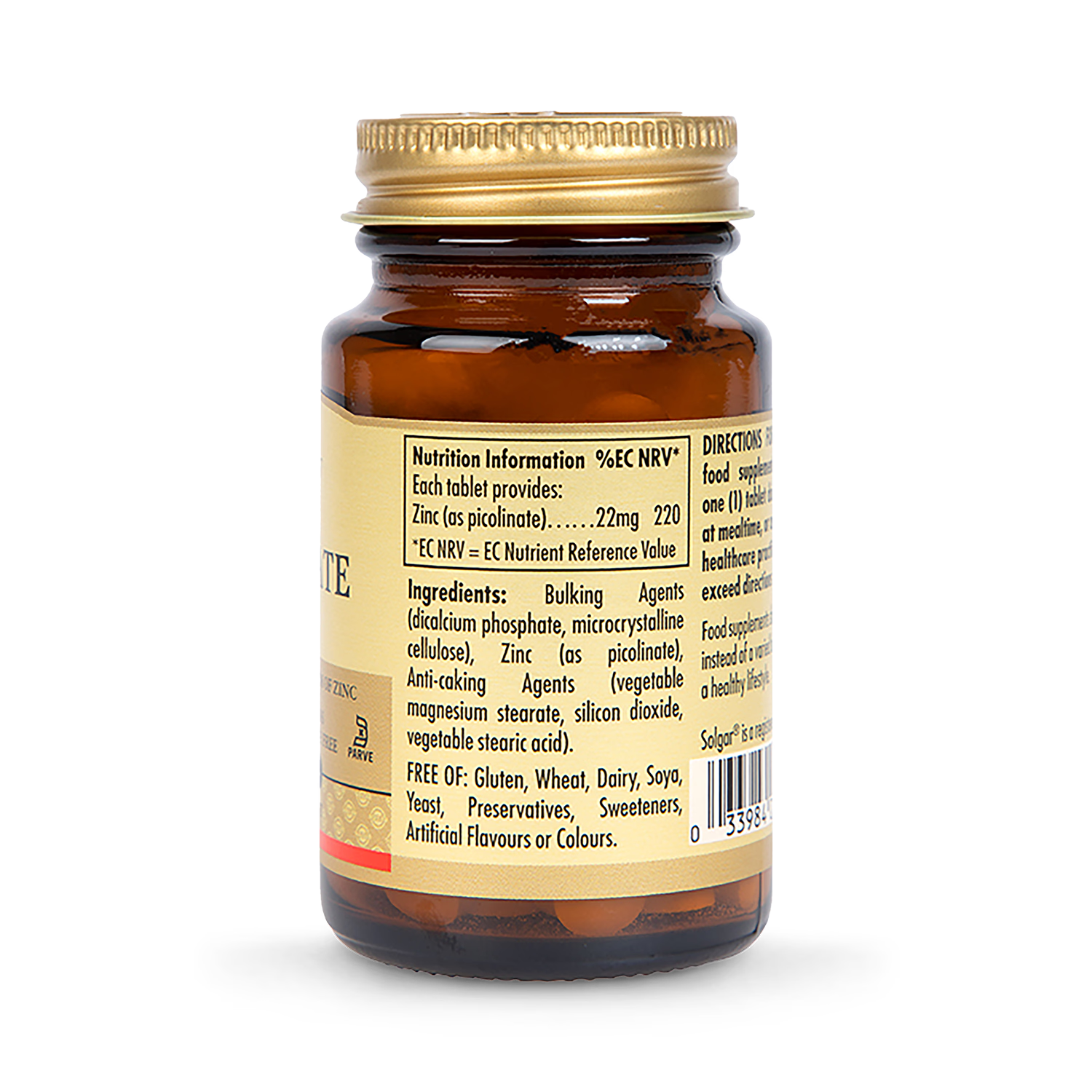 Solgar Zinc Picolinate 22mg 100 Tablets (British brand)
