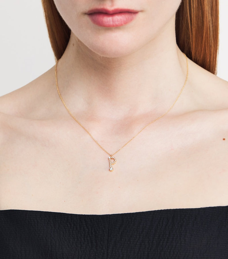Sophie Bille Brahe diamond initial P necklace, imported from the UK