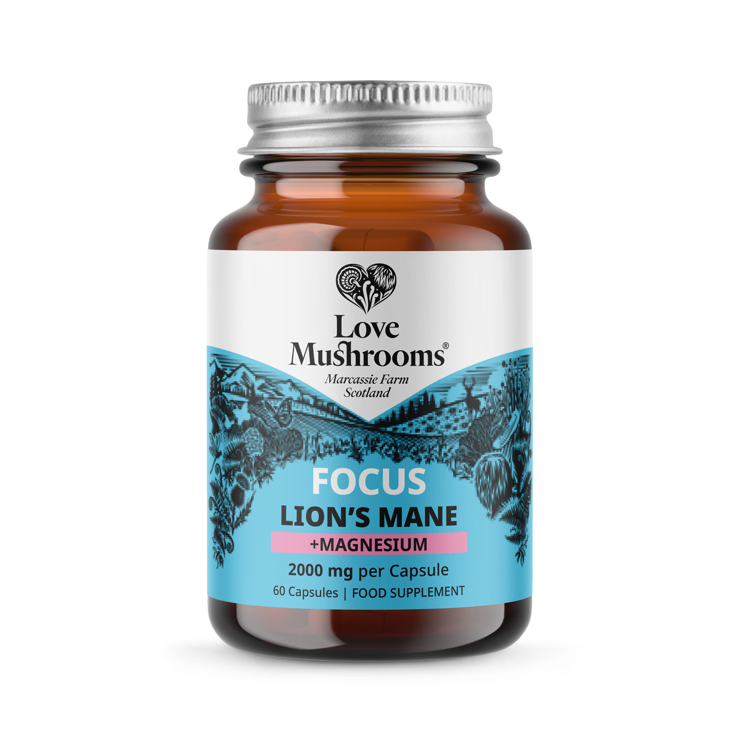 Love Mushrooms Lion's Mane Magnesium 4000mg capsules (British brand)