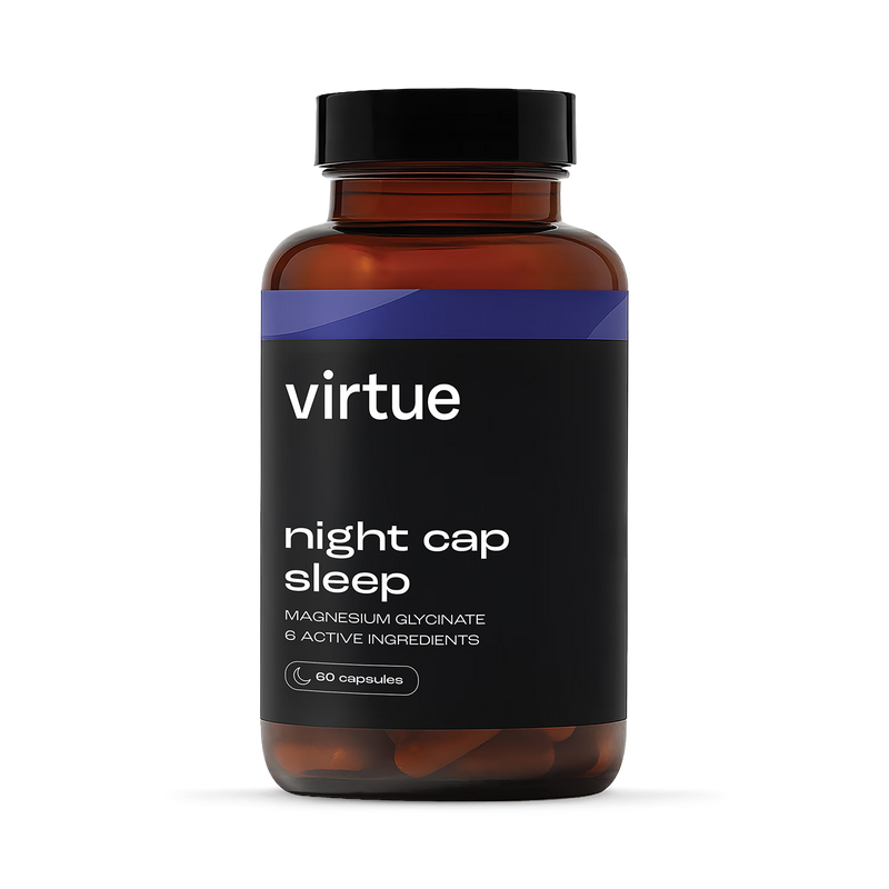 Virtue Night Cap sleep supplement 60 capsules, imported from the UK
