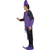 Smiffys Medieval Jester Costume purple top trousers hat, imported from the UK