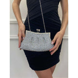 SVNX silver crystal rhinestone clutch bag 24cm, UK version