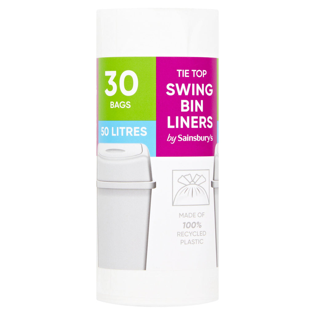 Sainsbury's Tie Top Swing Bin Liners Bags x30 50L