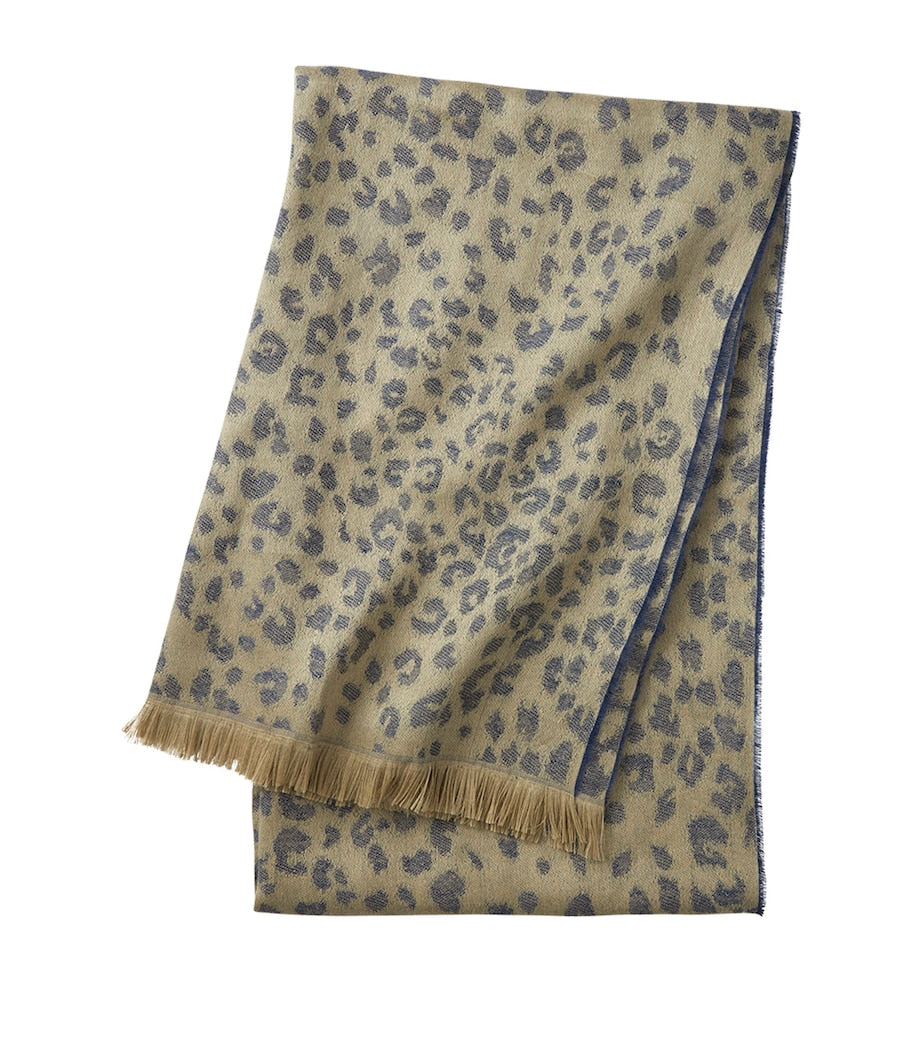 Yves Delorme Fauve leopard linen throw 140x160cm, UK version