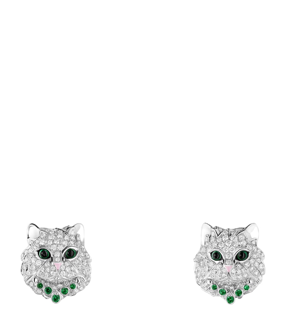 Boucheron Wladimir cat earrings with diamonds and tsavorite (British brand)