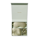 Silk Addict mulberry silk gift set in olive green, UK version