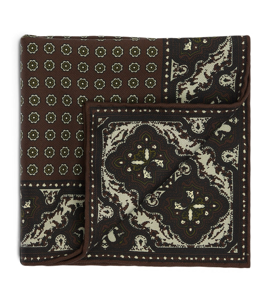 Dunhill mulberry silk paisley pocket square 30cm (British brand)