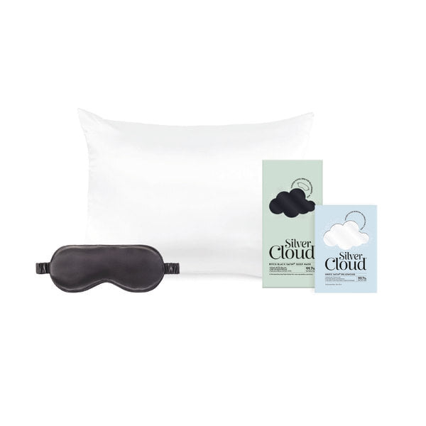 Silver Cloud satin sleep set with pillowcase - British product