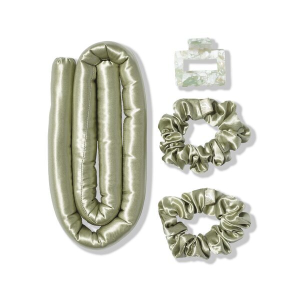 Silk Addict heatless curlers set olive green (British brand)