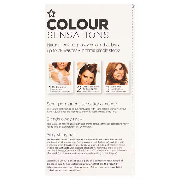 Superdrug Sensations Darkest Brown Hair Dye (British brand)
