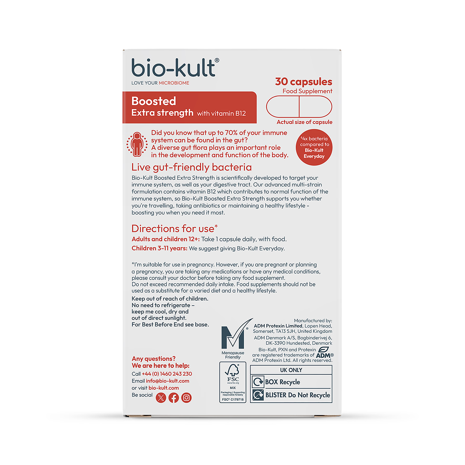 Bio-Kult Boosted probiotic capsules 30 count - British product