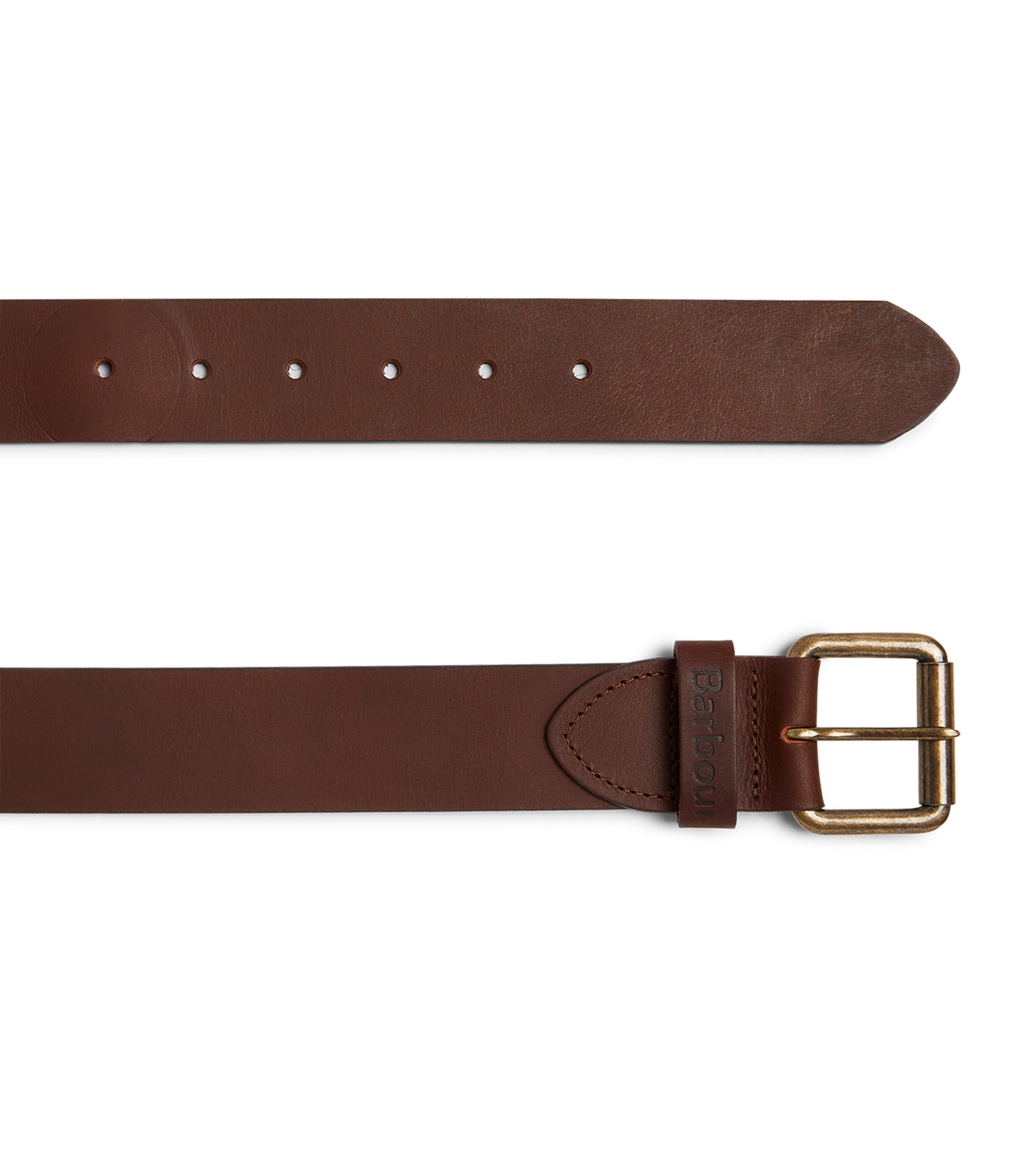 Barbour matte tan leather belt with gold buckle (British brand)