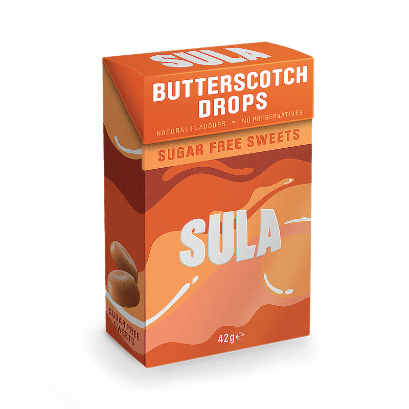 Sula butterscotch sugar free sweets 42g, imported from the UK