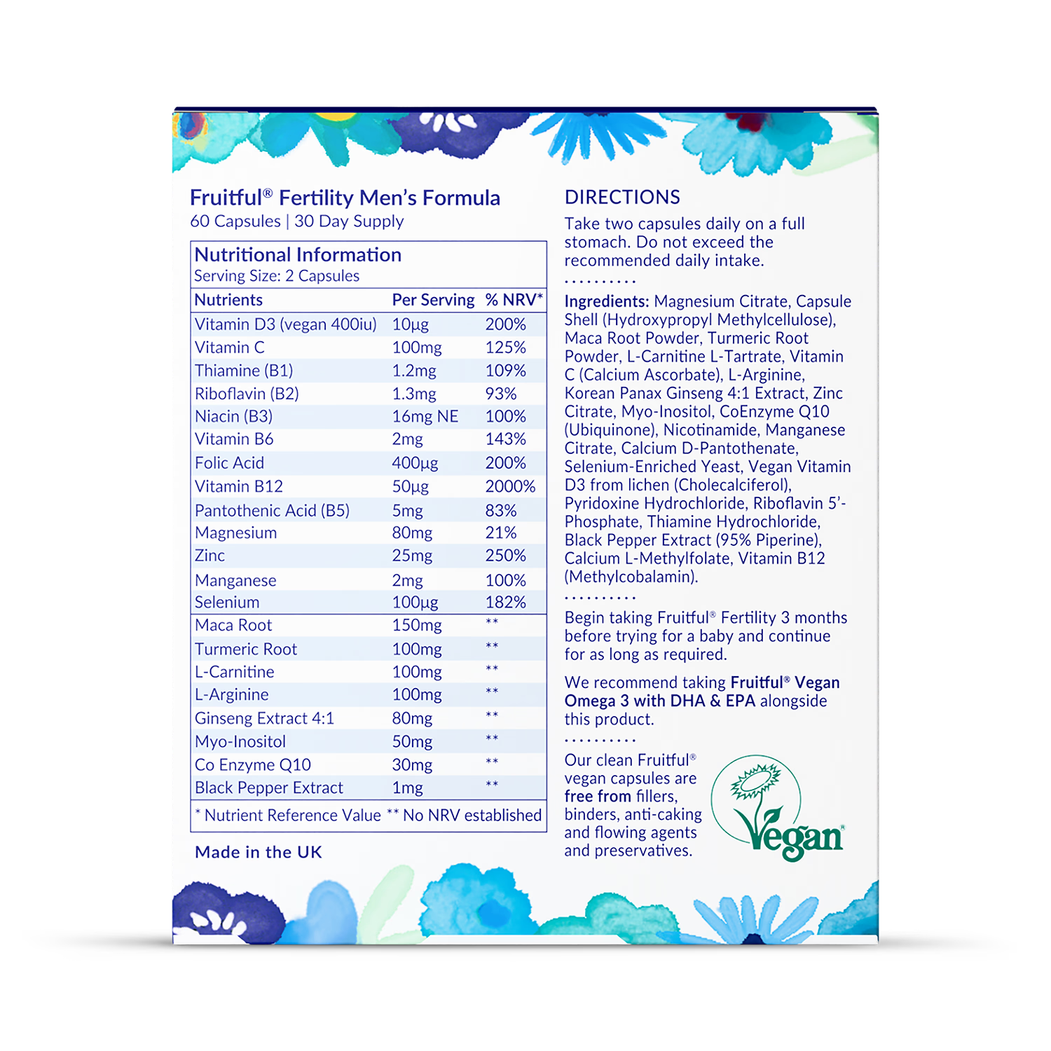 Fruitful Men's Fertility Formula 60 capsules UK version