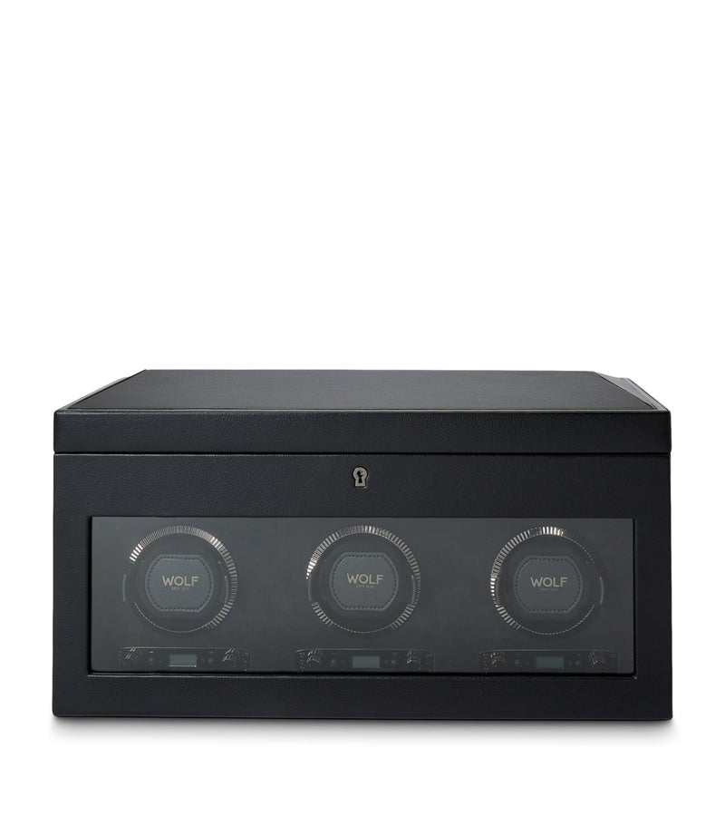 WOLF British Racing triple watch winder, vegan leather (British brand)