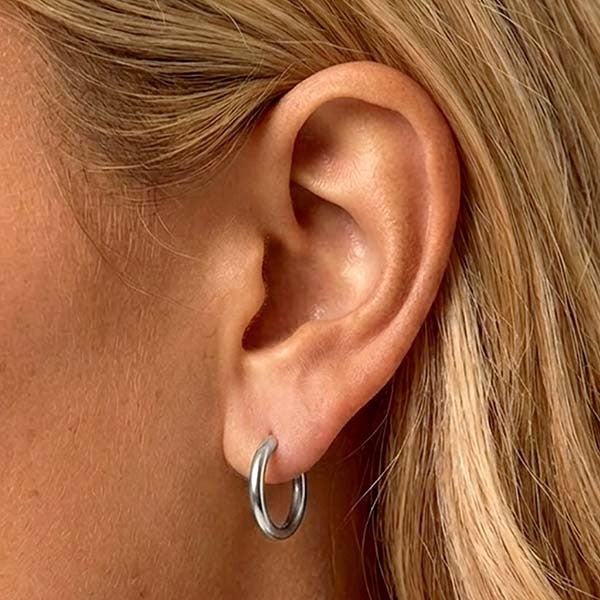 MUCHV silver small hoop earrings 18mm, imported from the UK
