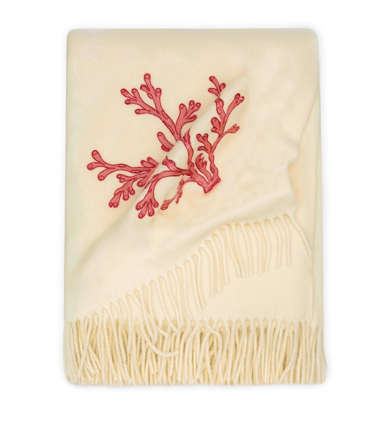 Loretta Caponi virgin wool Red Coral throw 132cm x 159cm (British brand)