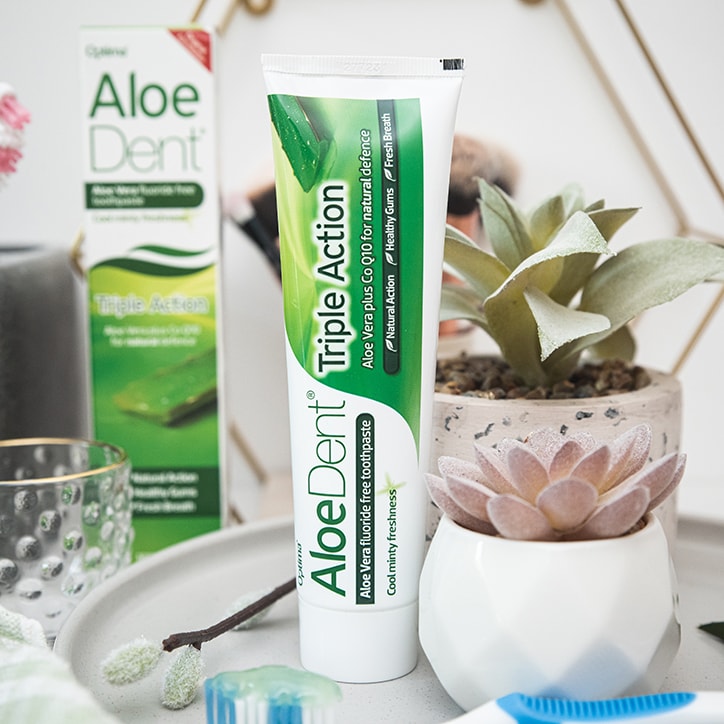 Aloe Dent Triple Action Aloe Vera Toothpaste with Co Q10 100ml Toothpaste Holland&Barrett   