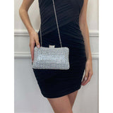 SVNX silver diamante clutch bag with chain - British product