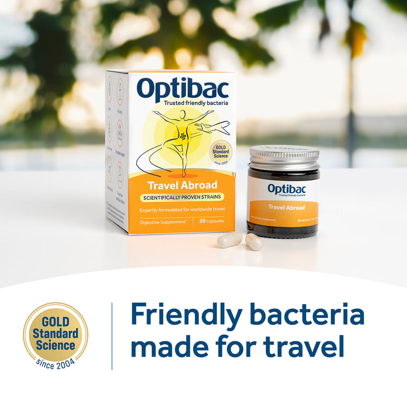 Optibac Travel Abroad probiotic capsules 20 capsules, UK version