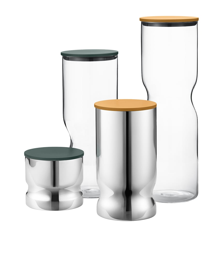 Georg Jensen large glass canister with stainless steel lid 1.5L, UK version