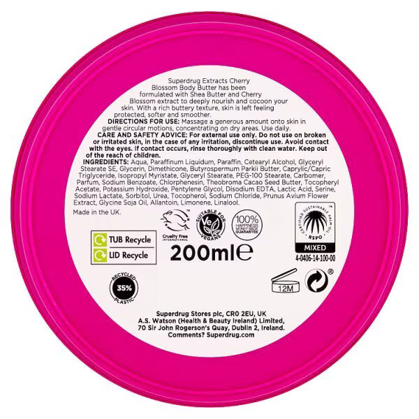 Superdrug Extracts Cherry Blossom Body Butter (British brand)