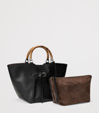 Ralph Lauren Collection leather tote bag with wooden handles, imported from the UK