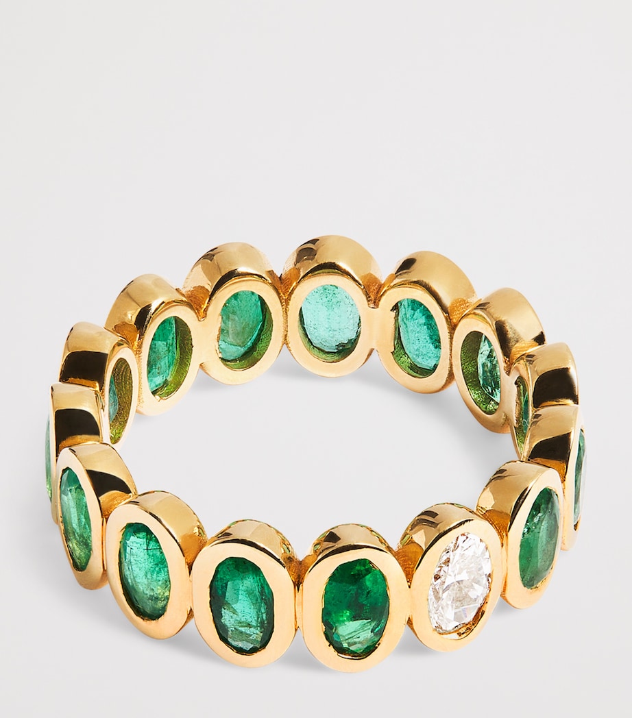 SHAY yellow gold diamond and emerald eternity ring (British brand)