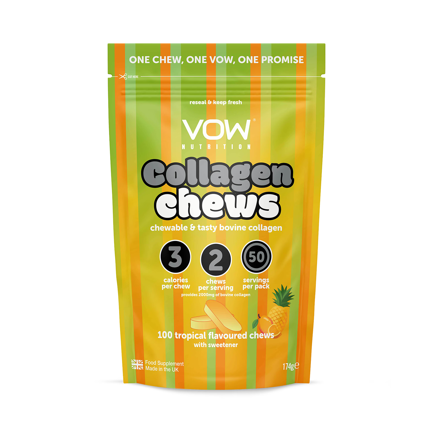 Vow Nutrition collagen chews tropical, UK version