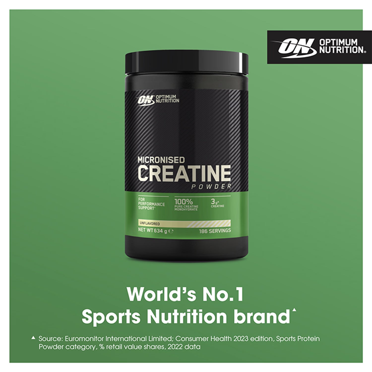 Optimum Nutrition Micronised Creatine Monohydrate unflavoured powder 634g, imported from the UK