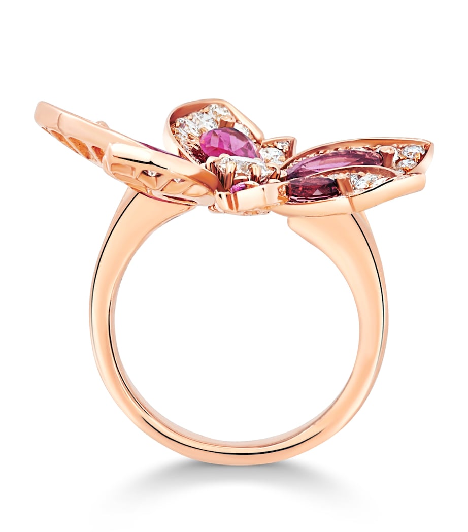 David Morris rose gold diamond rubellite palm ring - British product