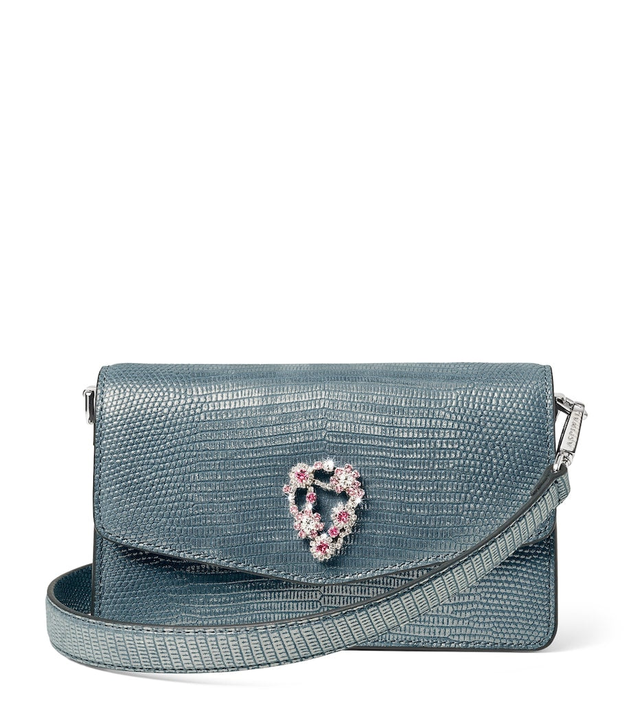 Aspinal of London snakeskin-embossed leather Eliza clutch bag, UK version