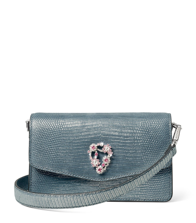 Aspinal of London snakeskin-embossed leather Eliza clutch bag, UK version