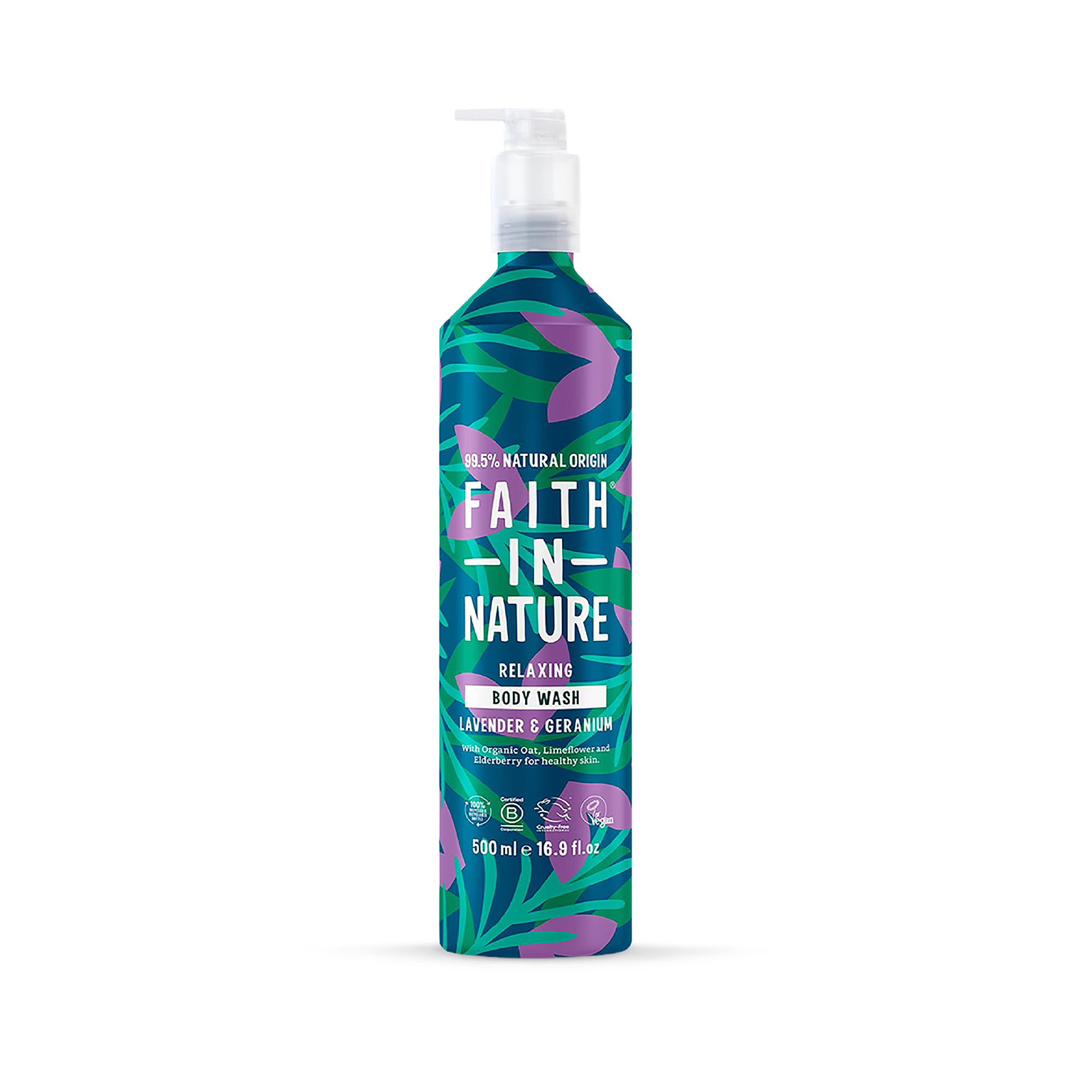 Faith In Nature lavender geranium body wash 500ml, imported from the UK