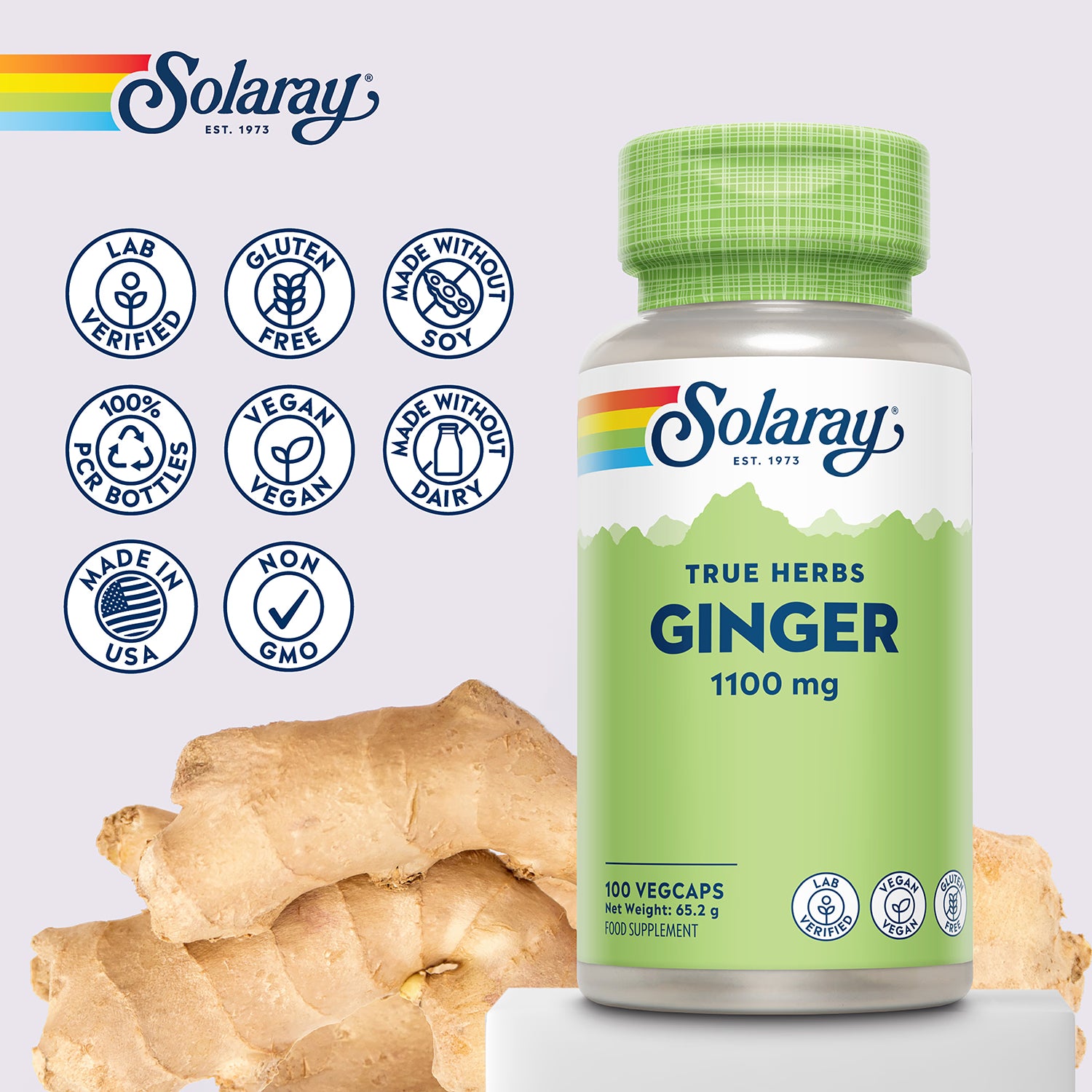 Solaray ginger root 1100mg 100 capsules, imported from the UK
