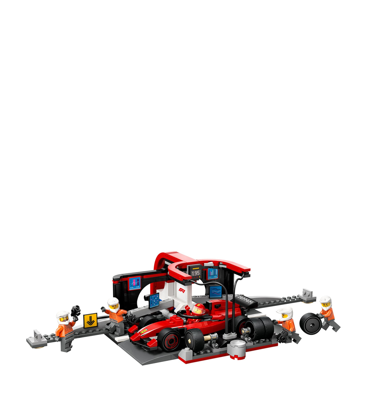Lego F1 Pit Stop set with Ferrari car and pit crew, UK version