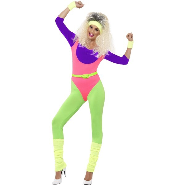 Smiffys 80s workout costume with neon headband (British brand)