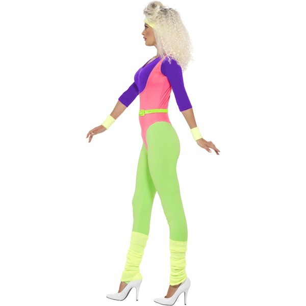 Smiffys 80s workout costume with neon headband (British brand)