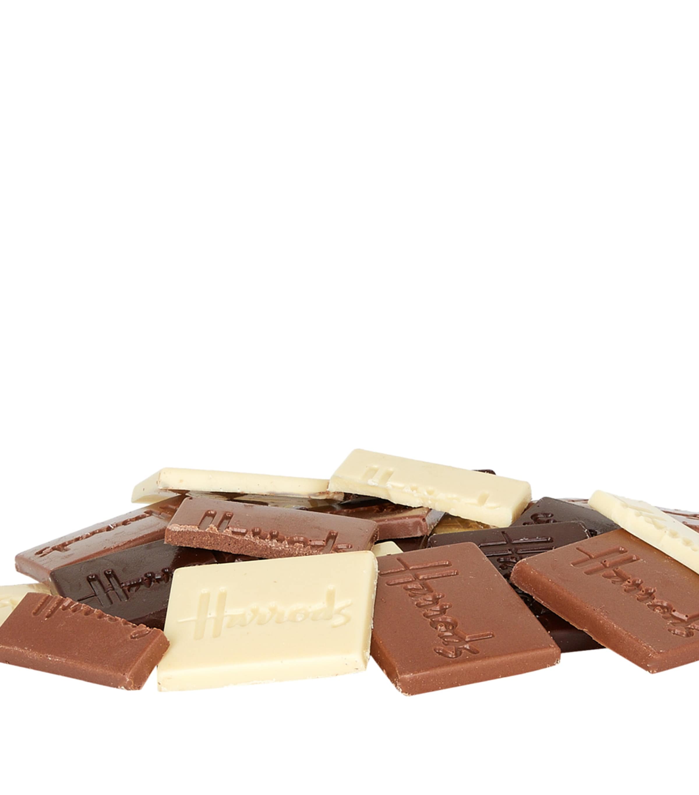 Harrods no added sugar Belgian chocolate carrés 220g, UK version
