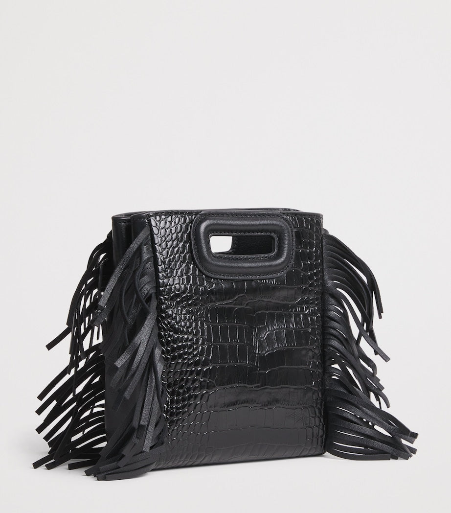 Maje mini leather cross-body bag with fringed trims - British product