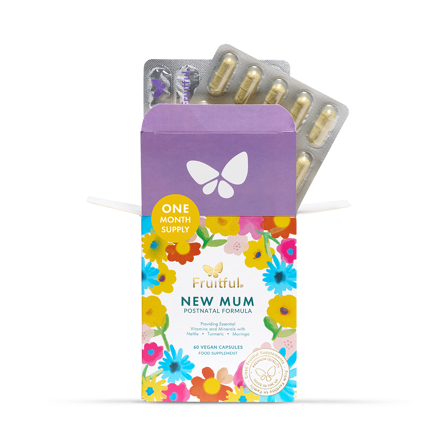 Fruitful New Mum postnatal supplement capsules 60 count, UK version