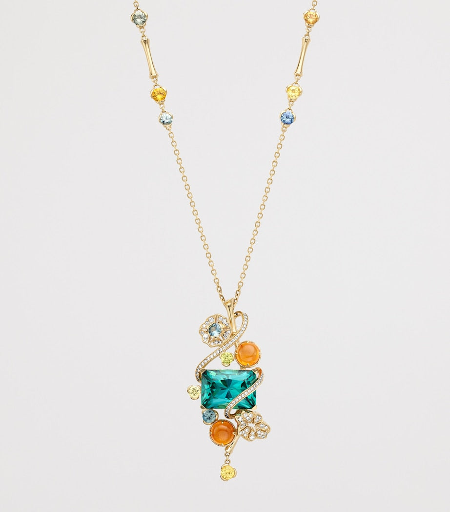 Boodles Palace Collection pendant necklace yellow gold gemstones (British brand)