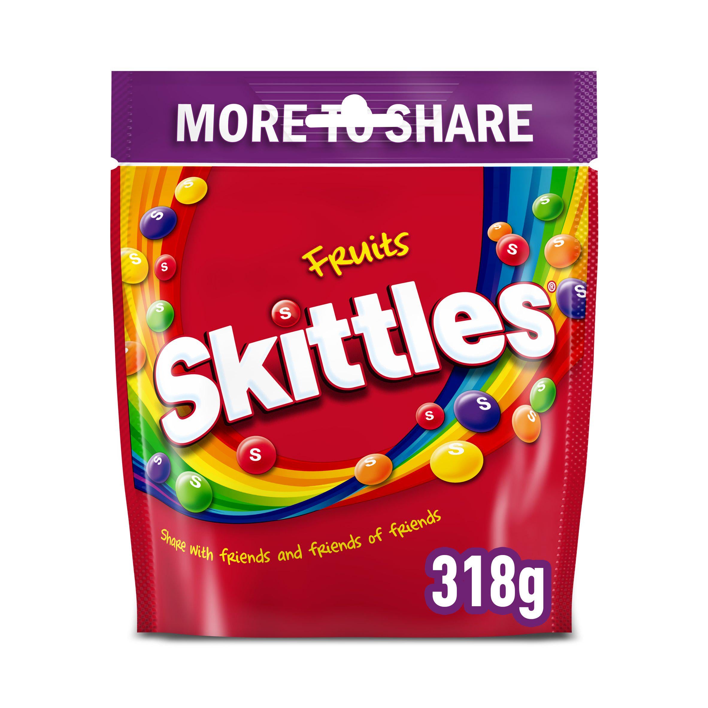 Skittles Vegan Chewy Sweets Fruit Flavoured Sharing Pouch Bag 318g GOODS Sainsburys   