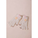SVNX knitted floral gloves beige one size, imported from the UK